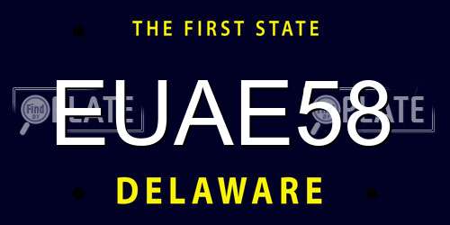 EUAE58 Delaware License Plate