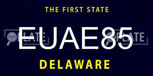 EUAE85 Delaware License Plate