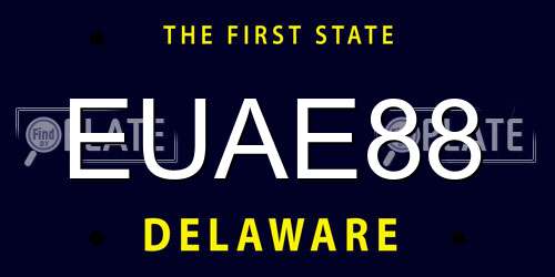 EUAE88 Delaware License Plate