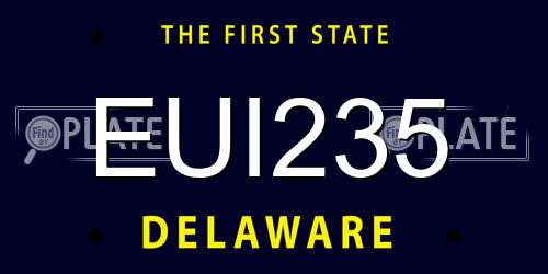 EUI235 Delaware License Plate
