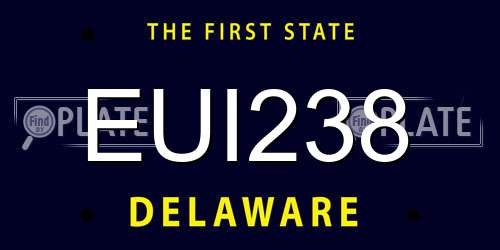 EUI238 Delaware License Plate