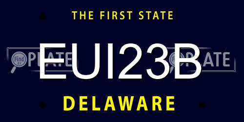 EUI23B Delaware License Plate