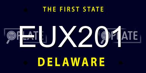 EUX201 Delaware License Plate