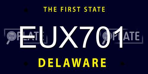 EUX701 Delaware License Plate