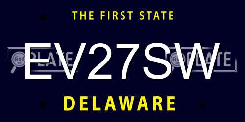 EV27SW Delaware License Plate