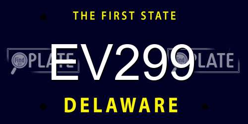 EV299 Delaware License Plate