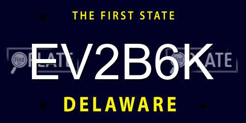 EV2B6K Delaware License Plate