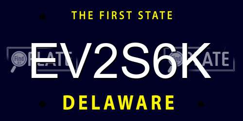 EV2S6K Delaware License Plate