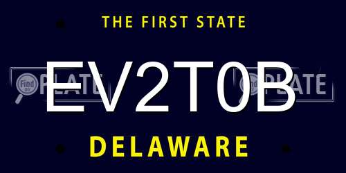 EV2T0B Delaware License Plate