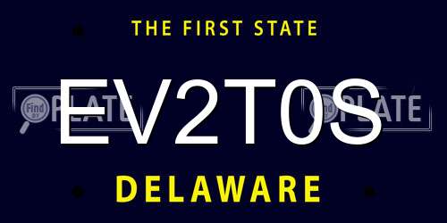 EV2T0S Delaware License Plate