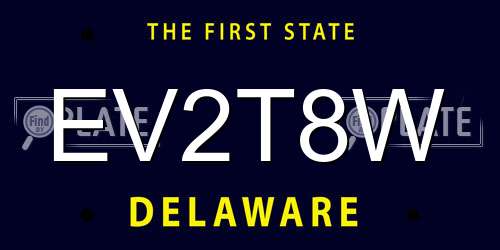EV2T8W Delaware License Plate