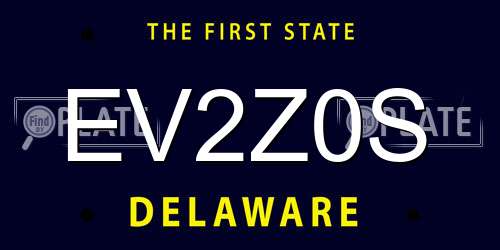 EV2Z0S Delaware License Plate