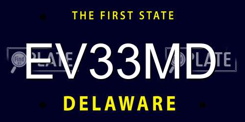 EV33MD Delaware License Plate