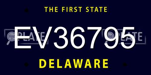 EV36795 Delaware License Plate