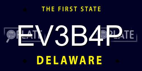 EV3B4P Delaware License Plate