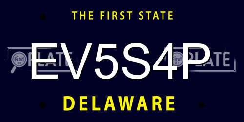 EV5S4P Delaware License Plate