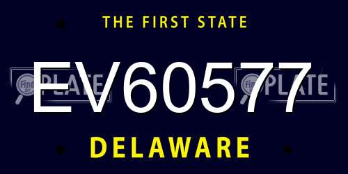 EV60577 Delaware License Plate
