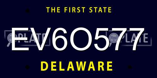 EV6O577 Delaware License Plate