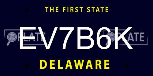 EV7B6K Delaware License Plate