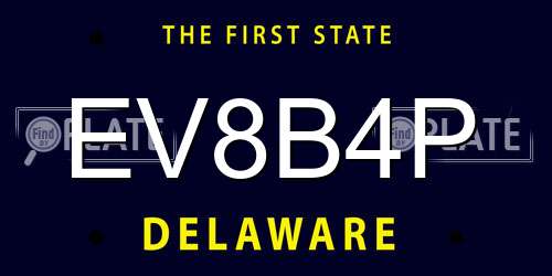 EV8B4P Delaware License Plate