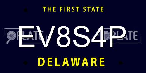 EV8S4P Delaware License Plate