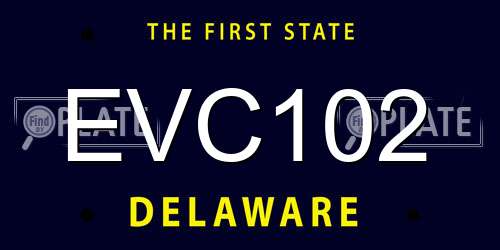 EVC102 Delaware License Plate