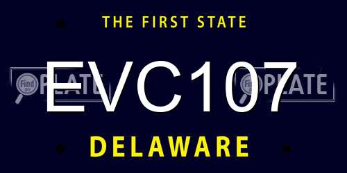 EVC107 Delaware License Plate