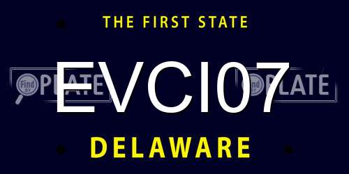EVCI07 Delaware License Plate