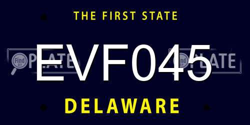 EVF045 Delaware License Plate