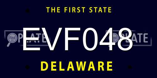 EVF048 Delaware License Plate