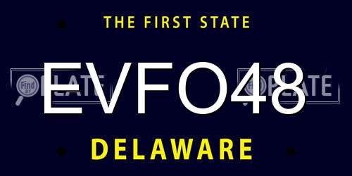 EVFO48 Delaware License Plate