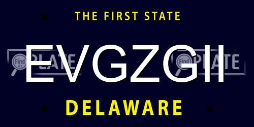 EVGZGII Delaware License Plate