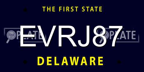 EVRJ87 Delaware License Plate