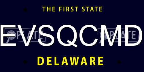 EVSQCMD Delaware License Plate