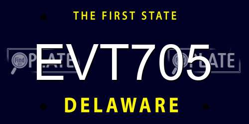 EVT705 Delaware License Plate