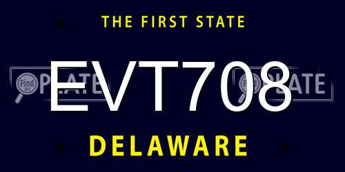 EVT708 Delaware License Plate