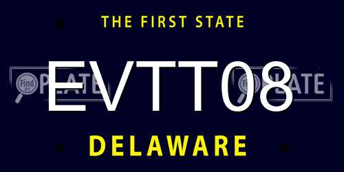 EVTT08 Delaware License Plate