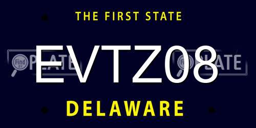 EVTZ08 Delaware License Plate
