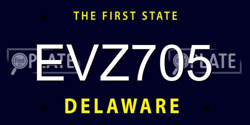 EVZ705 Delaware License Plate