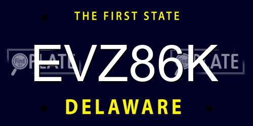 EVZ86K Delaware License Plate