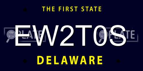 EW2T0S Delaware License Plate