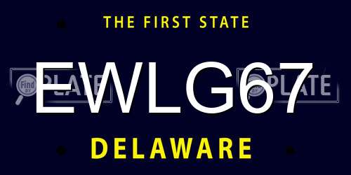 EWLG67 Delaware License Plate