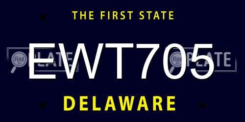 EWT705 Delaware License Plate