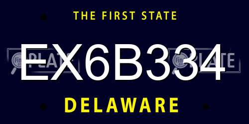 EX6B334 Delaware License Plate