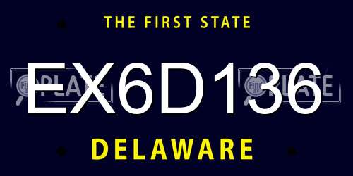 EX6D136 Delaware License Plate