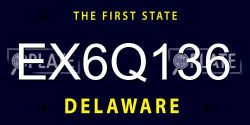 EX6Q136 Delaware License Plate