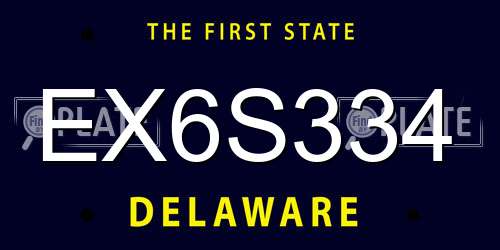 EX6S334 Delaware License Plate