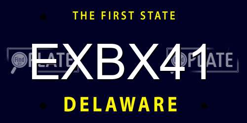 EXBX41 Delaware License Plate