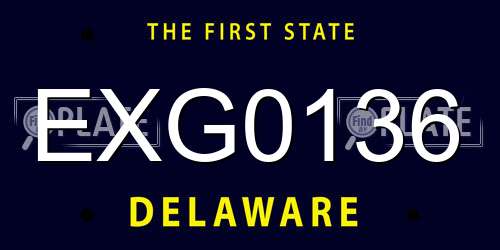 EXG0136 Delaware License Plate