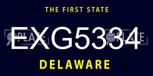 EXG5334 Delaware License Plate